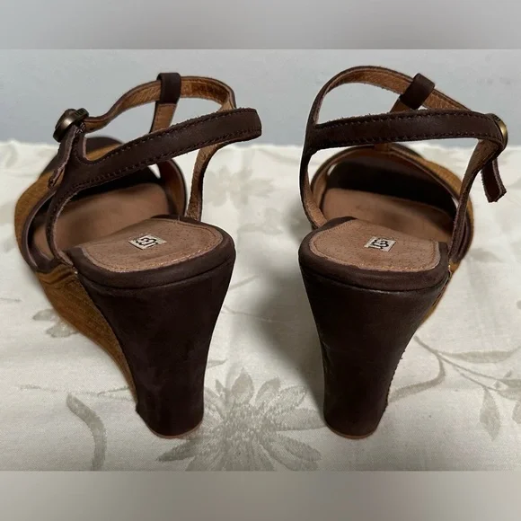 UGG Brown dressy wedge heel sandal espadrille - Picture 3 of 5